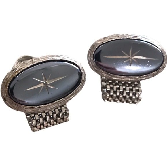VTG Mad Men Cufflinks Shooting Star Good Luck - Picture 4 of 4